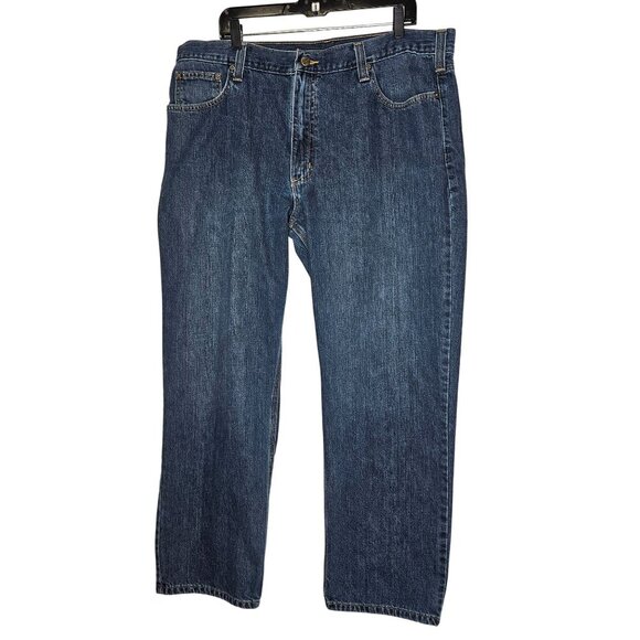 Carhartt Mens Blue Denim Jeans 40x30 Relaxed Fit Straight‎ Leg Medium Wash - Picture 1 of 8